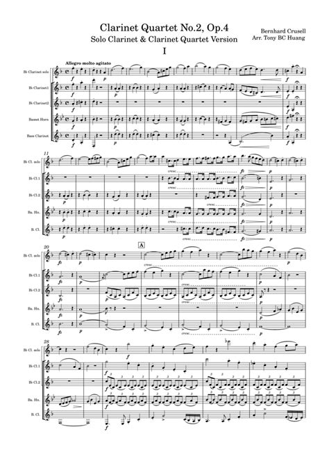Crusell Clarinet Quartet No2, Op.4, Solo Clarinet & Clarinet Quartet Version